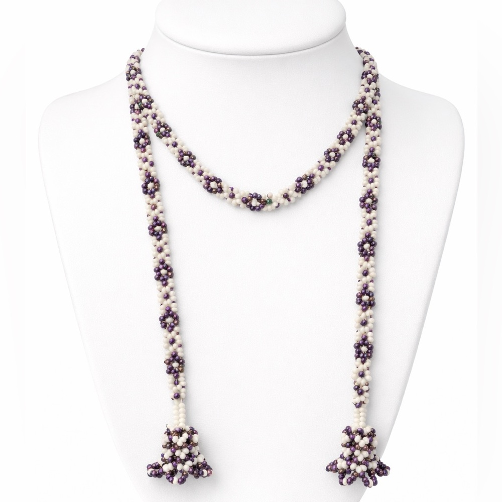 Seed bead lariat necklace